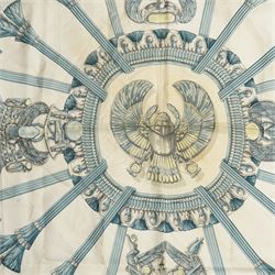 Hermes 'Egypte' silk scarf in blue and grey colourway, designed by Cathy Latham, 86cm x 90cm 