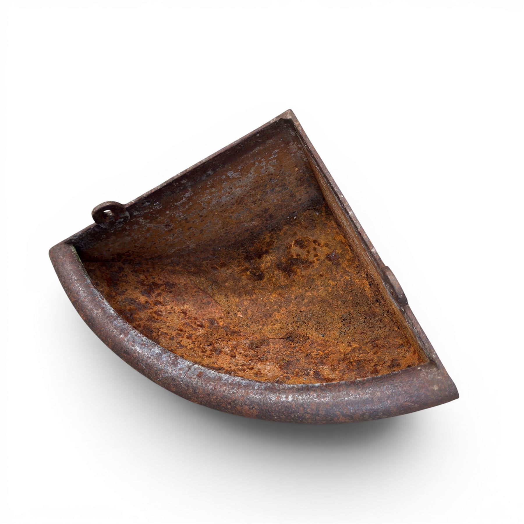  Cast iron corner manger along with one 56lb cast iron weight and another of unknown weight