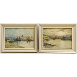  Fishing Boats in the Harbour, two watercolours signed by Thomas Swift Hutton (British c.1865-1935) 12cm x 17cm (2)  