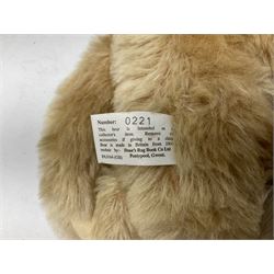 Dean's Rag Book limited edition teddy bear 'Bell Bear' No.221/1500 H32cm; Chad Valley Chiltern Hygenic teddy bear seated holding a honey pot; 1960s plush covered 'Sooty' teddy bear; and another smaller plush covered teddy bear (4)