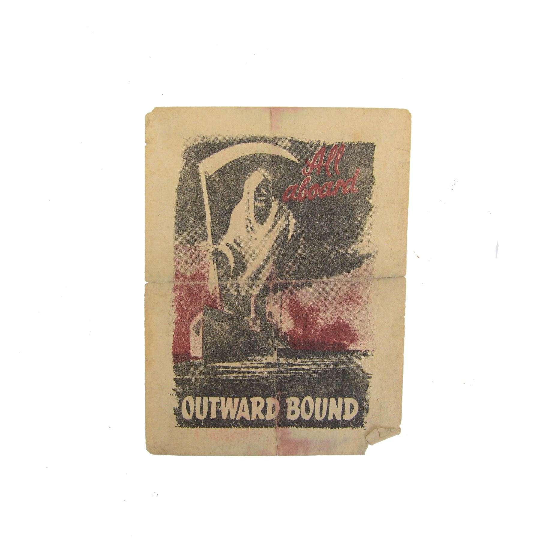 WWI German propaganda leaflet, aimed at Americans, All Aboard Outward Bound, H12cm, W9cm