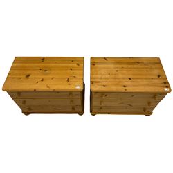 Two pine three drawer chests