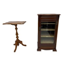Victorian music cabinet and a mahogany pedestal table with shaped top (2)