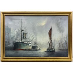 Jack Rigg (British  1927-2023): 'Shipping', oil on canvas signed, titled and dated 1983 50cm x 76cm