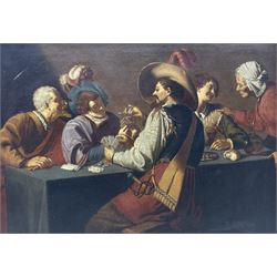 Michael Scholowei (Continental 19th/20th century) after Theodoor Rombouts (Flemish 1597-1637): 'The Card Players', oil on canvas signed 27cm x 38cm