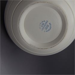 Keith Murray for Wedgwood, ribbed globe vase, together with a plate and tankard, all with printed marks beneath, vase H17cm 