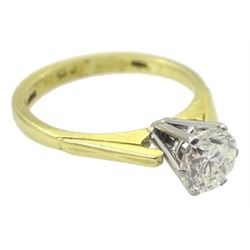 18ct gold single stone round brilliant cut diamond ring, hallmarked, diamond approx 0.75 carat