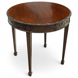 Early 20th century mahogany circular centre table in the Adams style, the moulded frieze c...