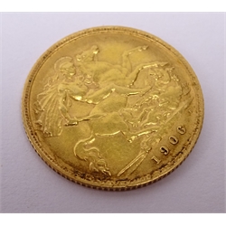 King Edward VII 1906 gold half sovereign  