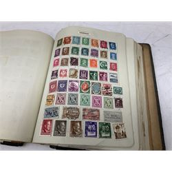 Great British and World stamps, in 'The Weston Thong Album', including Queen Victoria penny black, imperf penny reds, half penny bantam, Argentina, Australia, Belgium, Brazil, Ceylon, Chile, Ecuador, Ireland, Morocco, Madagascar, Togo, Gambia, Germany, Italy etc 