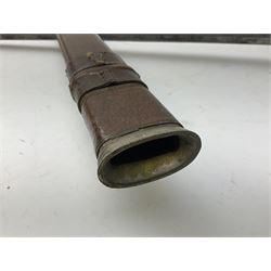 Victorian artillery officer's sword, the 90cm fullered steel blade by E. Thurkle Denmark Street Soho London decorated with Victoria cypher, Regimental crest and 'Royal Artillery', three-bar hilt with stepped pommel and wire-bound fish skin grip; in leather covered scabbard L107cm overall