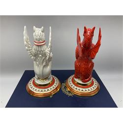 Pair of Minton Royal Wedding heraldic beasts for Mulberry Hall, 105/250 limited edition with box, H16cm