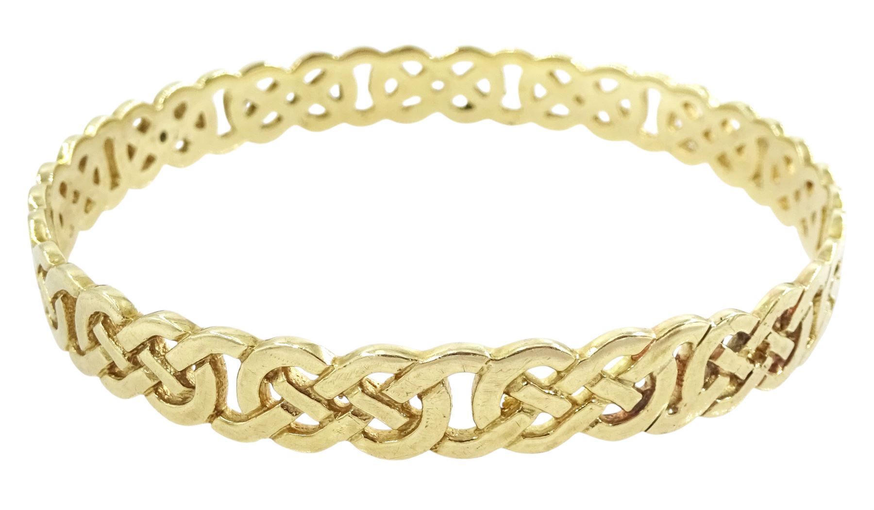 9ct gold pierced Celtic design bangle, Edinburgh hallmark