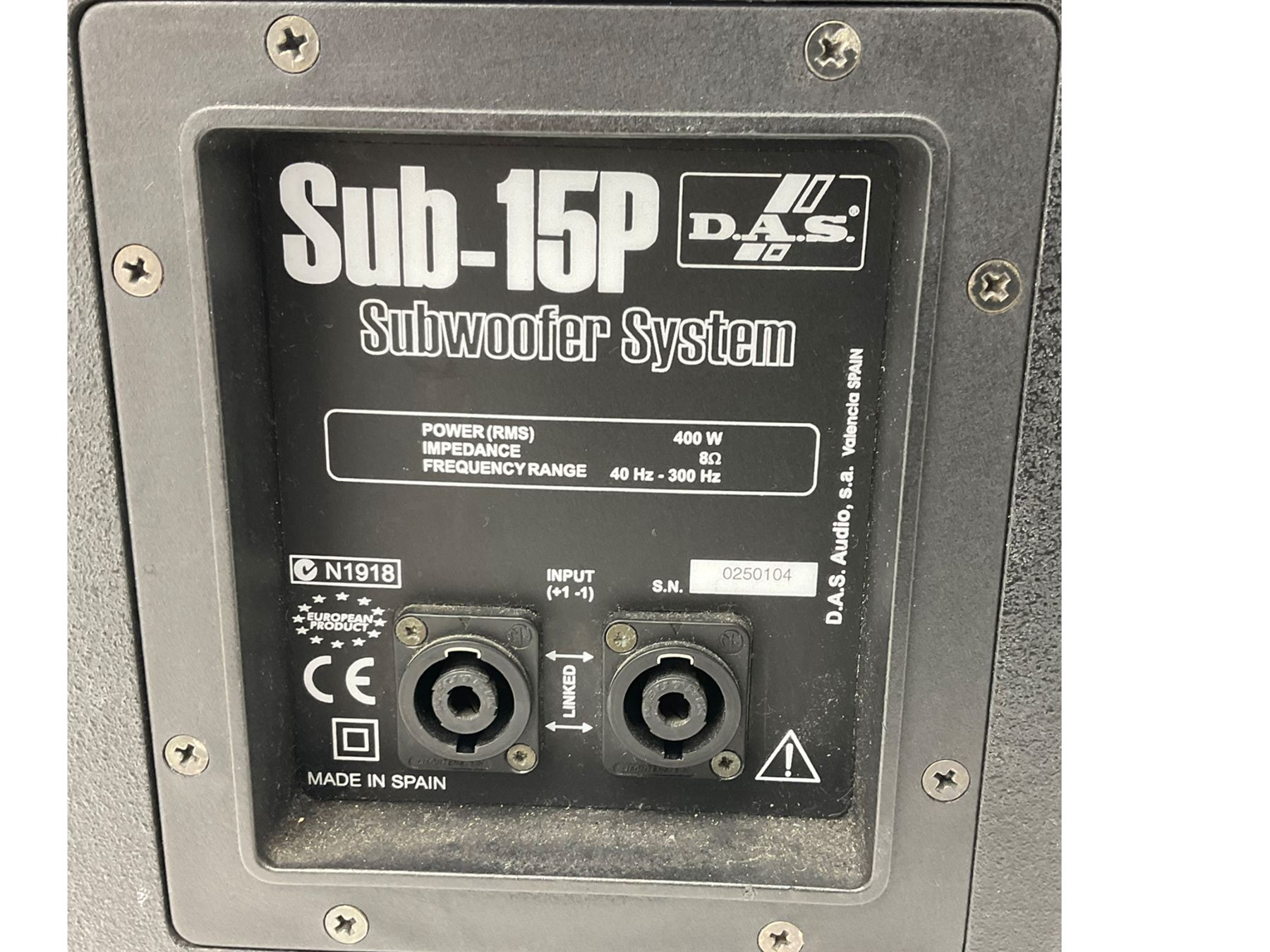 Stereomaster 1200D Amp, two D.A.S. subwoofer speakers, 200 watt speaker and lights