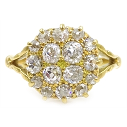  18ct gold pave set diamond ring, stamped 750  