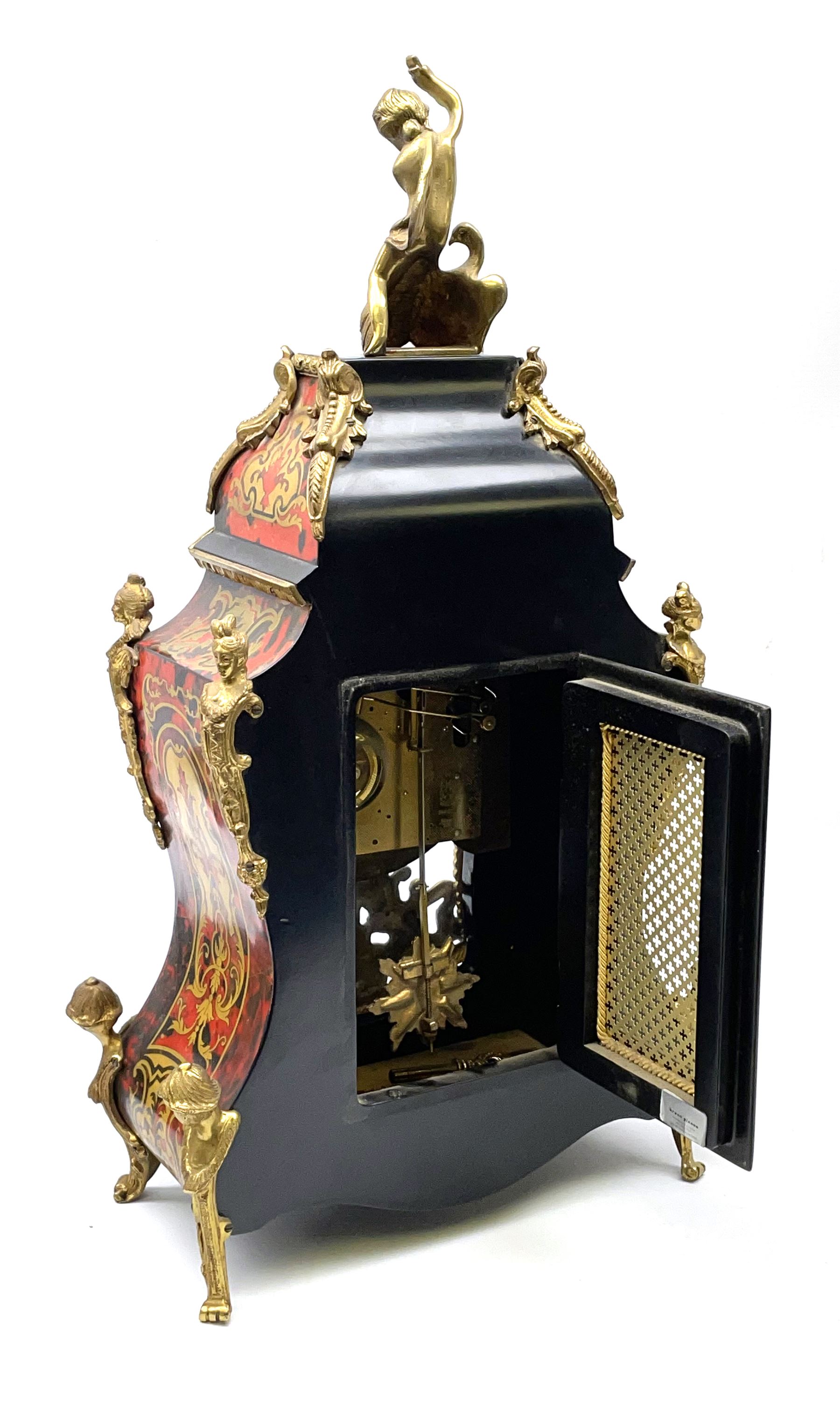 Contemporary Italian Boulle clock with a conforming wall bracket in