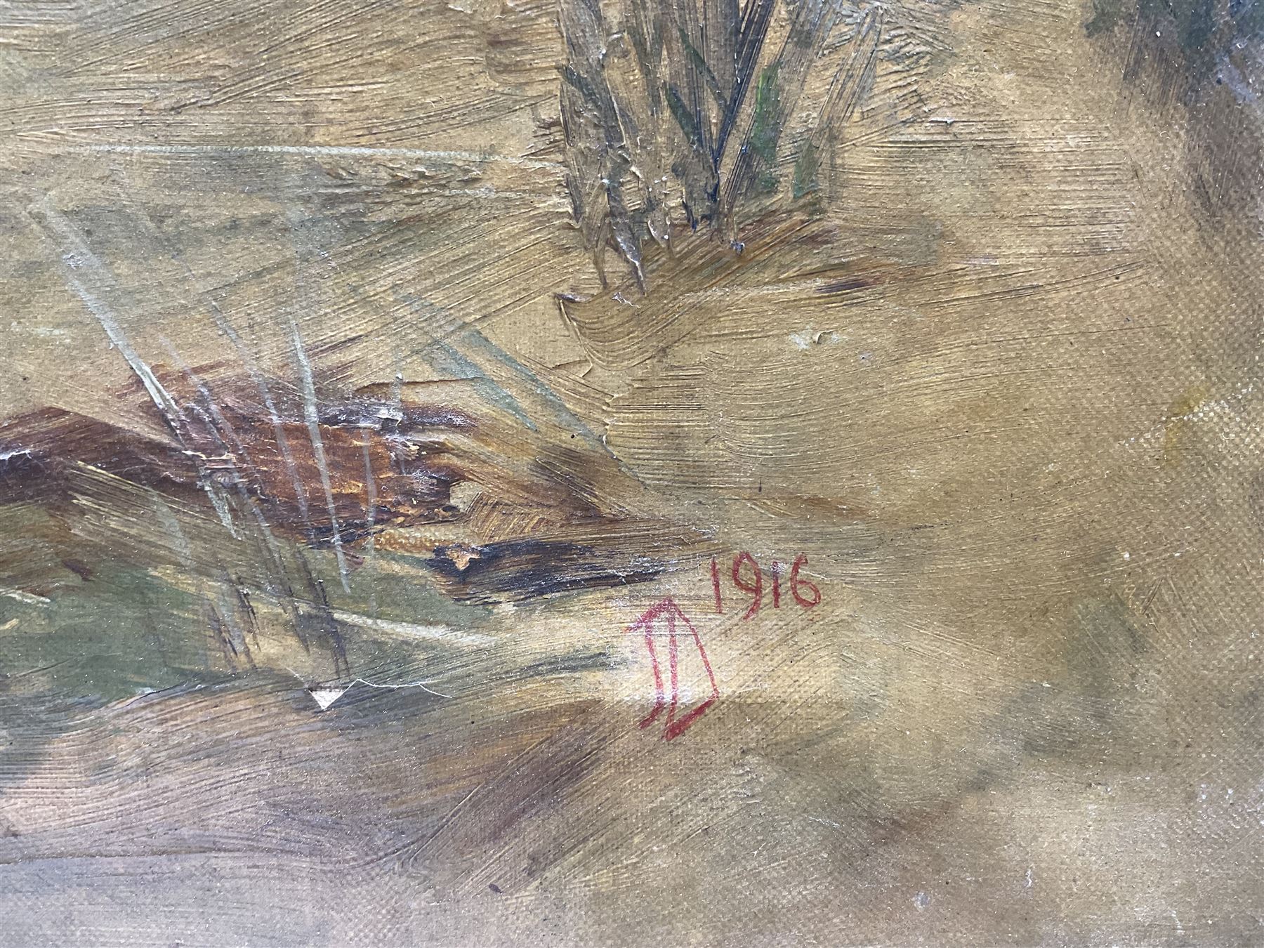 JD (British 19th Century): Ladies in the Field, oil on canvas signed with initials and dated 1916, 90cm x 59cm 