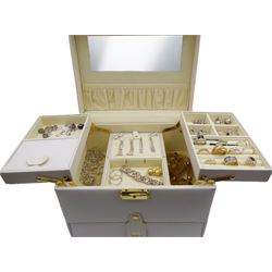 Silver and stone set silver jewellery including twelve rings, four pendants, three necklaces and twelve pairs of earrings, all stamped or hallmarked, in white leatherette jewellery box