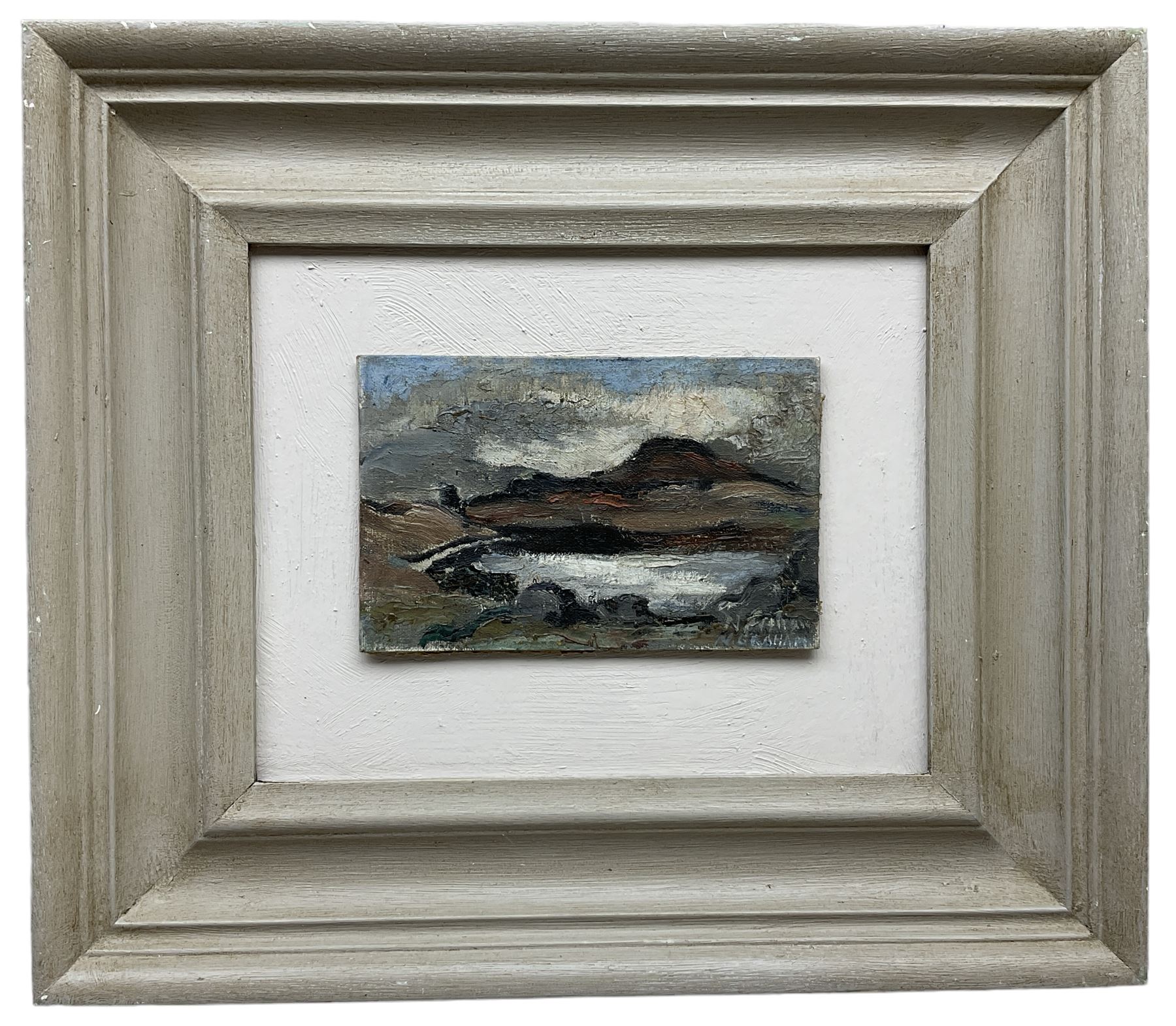 Nancy Graham (20th century): 'Loch-Na-Creag', oil on canvas board signed, titled verso with artist's address 'Corshill, Thornhill-by-Stirling' 10cm x 15.5cm