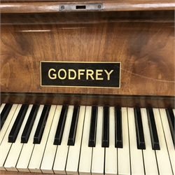 Godfrey walnut cased overstrung upright piano, W124cm, H113cm