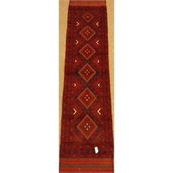  Meshwani red and blue ground runner rug, 276cm x 65cm  