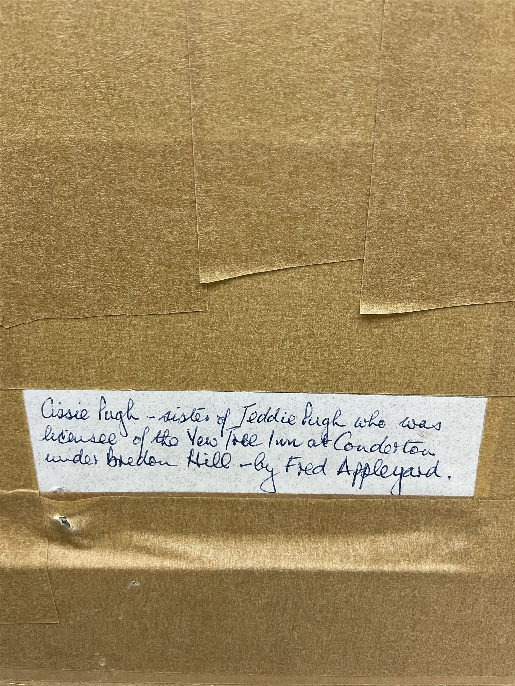 Frederick (Fred) Appleyard (British 1874-1963): Full Length Portrait of 'Cissie Pugh', oil on board unsigned, label verso 26cm x 17cm 
Provenance: Dee, Atkinson & Harrison 29th November 2013 Lot 591