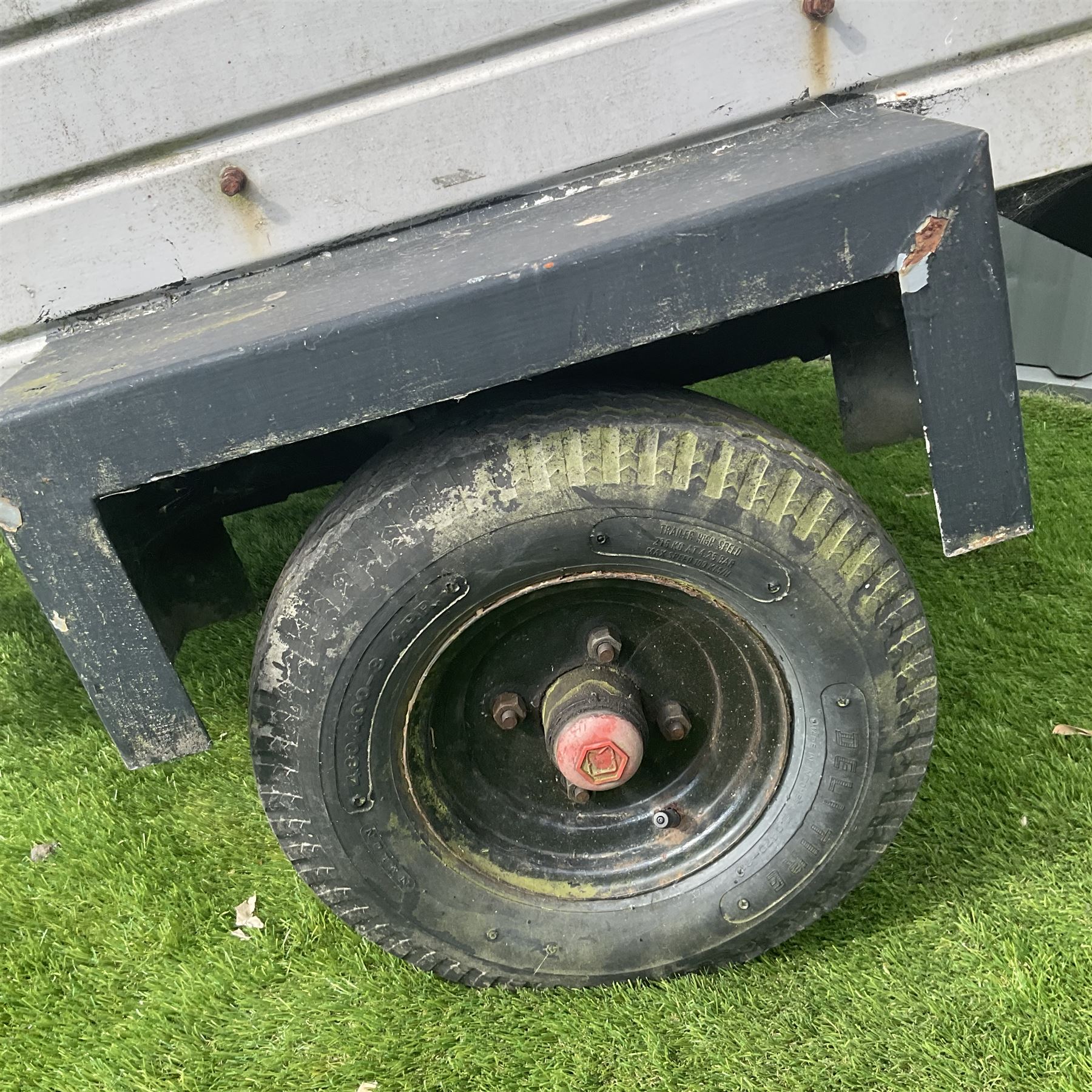 Small trailer with removable metal lid and spare wheel  - THIS LOT IS TO BE COLLECTED BY APPOINTMENT FROM DUGGLEBY STORAGE, GREAT HILL, EASTFIELD, SCARBOROUGH, YO11 3TX