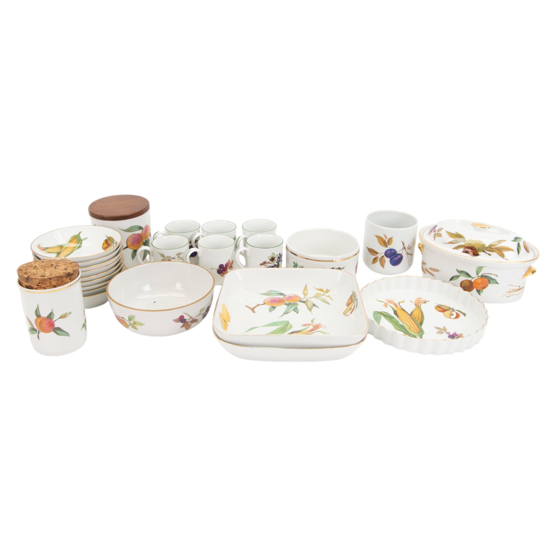 Extensive collection of Royal Worcester Evesham pattern dinner wares, including plates, tureens, pie dishes, cooking dishes, platters, jars and plates, etc