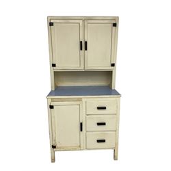 1950s painted kitchen cabinet, and a painted pine two door cupboard