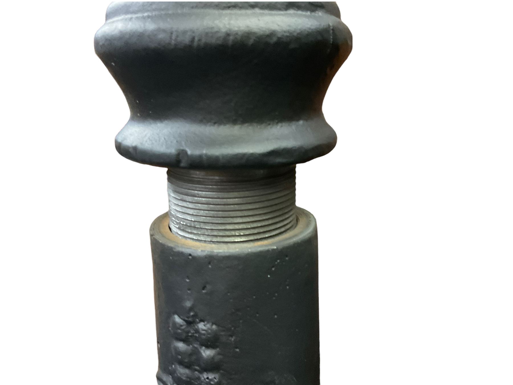 Victorian style cast iron street lamp, fluted column with hexagonal base, four glass lantern top