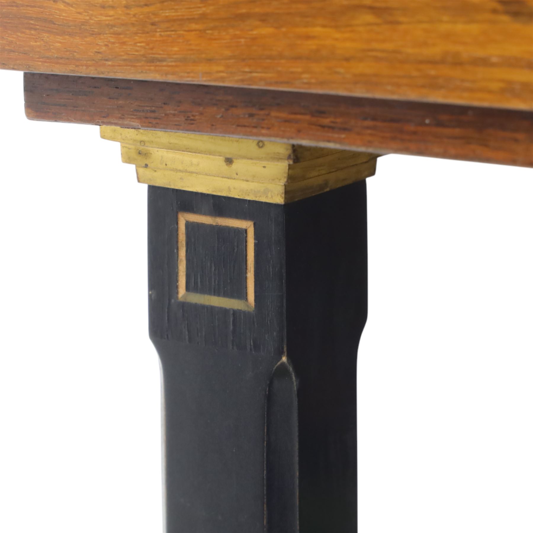 Continental Art Nouveau cocktail cabinet, the stepped cornice over a glazed upper section with panelled doors, enclosing fitted shelf, the central section with mirrored back and green baize serving surface flanked by ebonised and gilt detailed pilasters, the base fitted with cupboard doors inlaid with stylised foliate and geometric motifs, on a plinth base