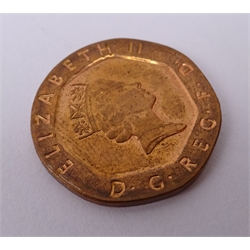  Rare coin error - 20p coin dated 1993 struck in copper-plated steel rather than the intended cupro-nickel, it is accompanied by a letter from The Royal Mint acknowledging that it is a genuine error and confirming its composition, the letter is signed by G P DYER (Librarian & Curator)  