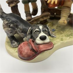 Large Hummel figure group by Goebel, Troublemaker, from the moments in time collection, limited edition 1985/5000, H19cm