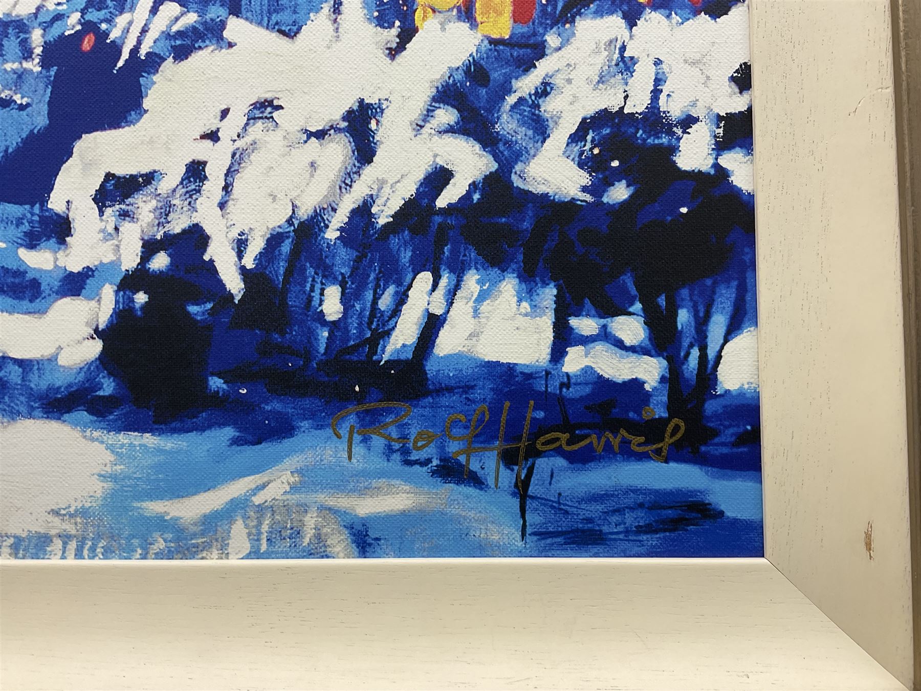 Rolf Harris (Australian 1930-): 'Mending the Nets' 'Mont Sainte Victoire - Homage to Cezanne' and 'Christmas Eve in the Snow', three limited edition giclee prints signed and numbered 53/295, 206/295 and 145/196, max 44cm x 60cm (3)