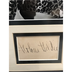  Autographs: Dolores Del Rio, Dick van Dyke and two images taken on the set of My Fair Lady framed as one, 54cm x 38cm (3)  