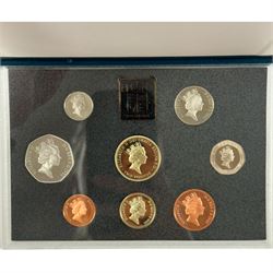 Eight The Royal Mint United Kingdom proof coin collections, dated 1987, 1988, two 1990, 1994, 1995, 2006 and 2007, all cased with certificates