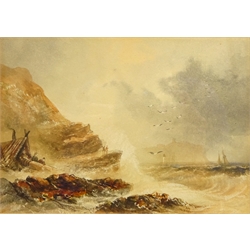  Views of Scarborough Castle Headland, pair of watercolour attributed Henry Barlow Carter (British 1804-1868) one signed with initials and dated 1830, 13cm x 18cm (2)   