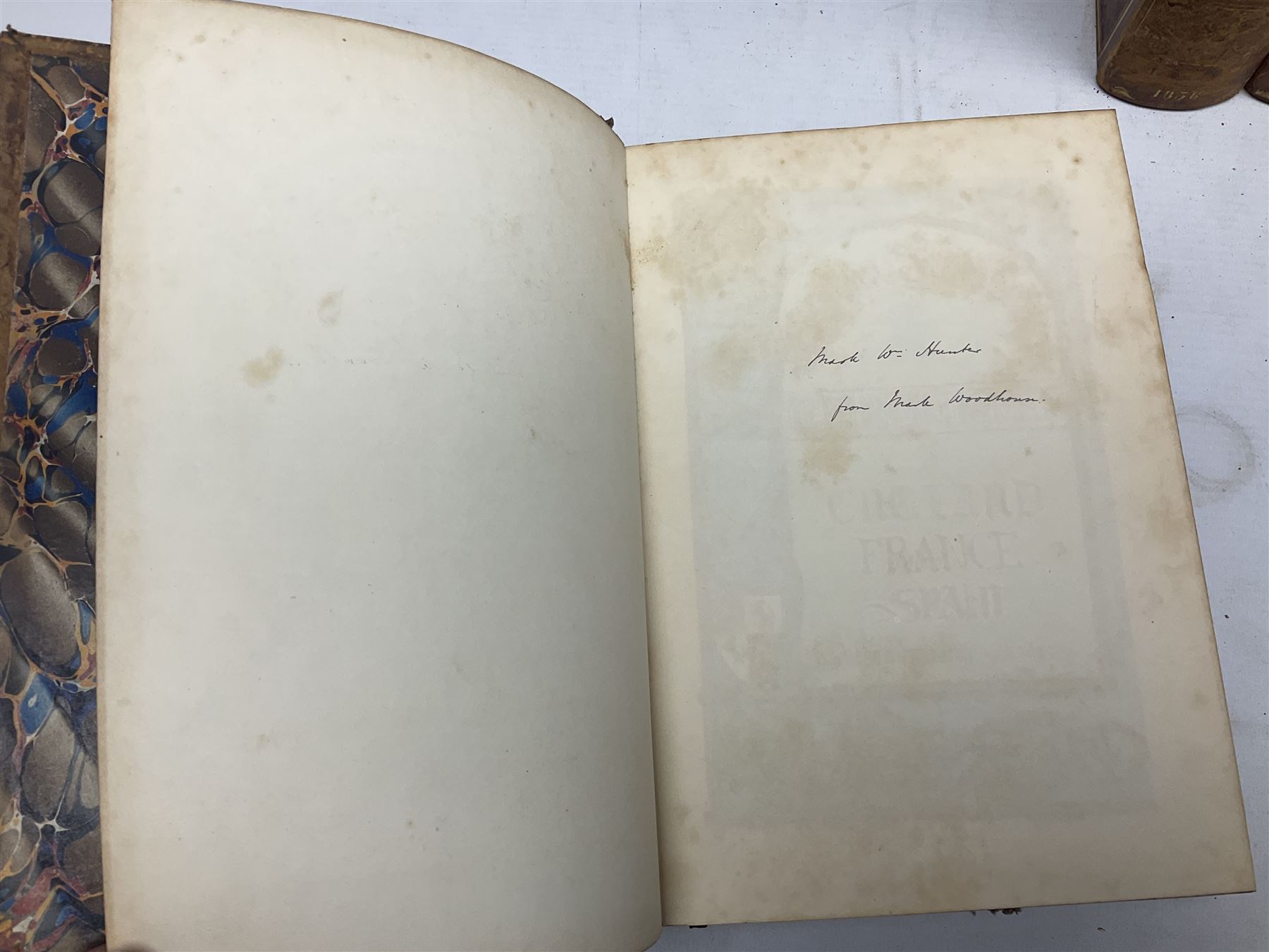 19th century and later leather bound books, to include Froissart, Sir John; Chronicles of England, France, Spain, Portugal, Scotland... two volumes London, 1812, Lyttleton, George: The History of England... two volumes London 1806, Clarke Adams; The Holy Bible, in six volumes, London 1836 and five other books 