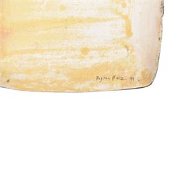 Carol Farrow (1944 – 2012): paper clay plaque, signed verso, together with another studio art wall plaque, signed verso