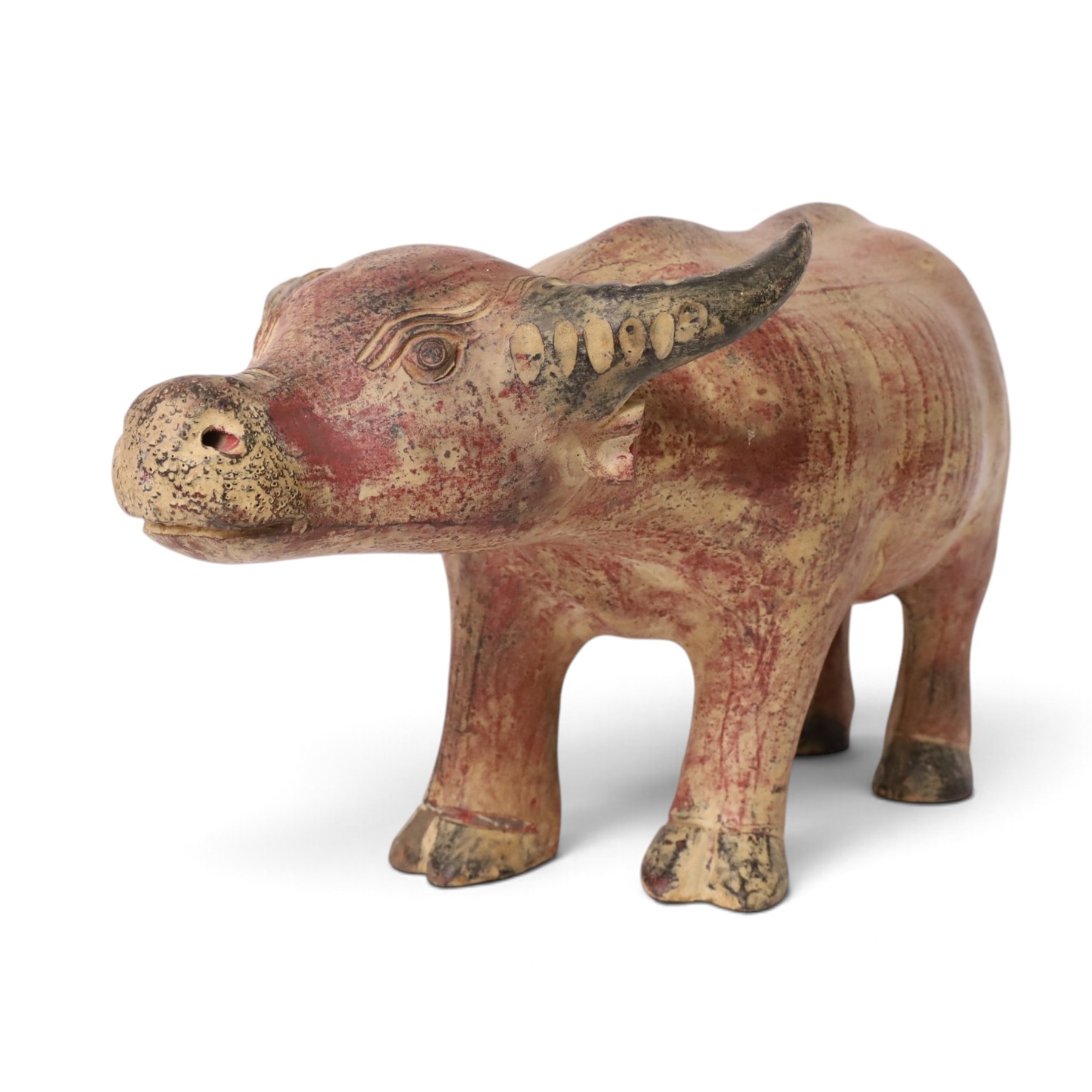 Terracotta figure of a water buffalo, H27cm