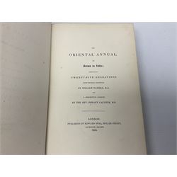 Caunter Rev. Hobart B.D.: The Oriental Annual, two volumes, comprising Scenes in India, twenty-five engravings from Original Drawings by William Daniell, pub. Edward Bull, Holles Street, Cavendish Square 1834 and Lives of The Moghul Emperors, twenty-two engravings, pub. Charles Tilt, 86, Fleet Street 1837, uniformly bound in full morocco with all edges gilt and decorative covers (2)