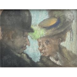 Harry Rutherford (Northern British 1903-1985): Elderly Couple, pastel signed and dated '54, 21cm x 28cm