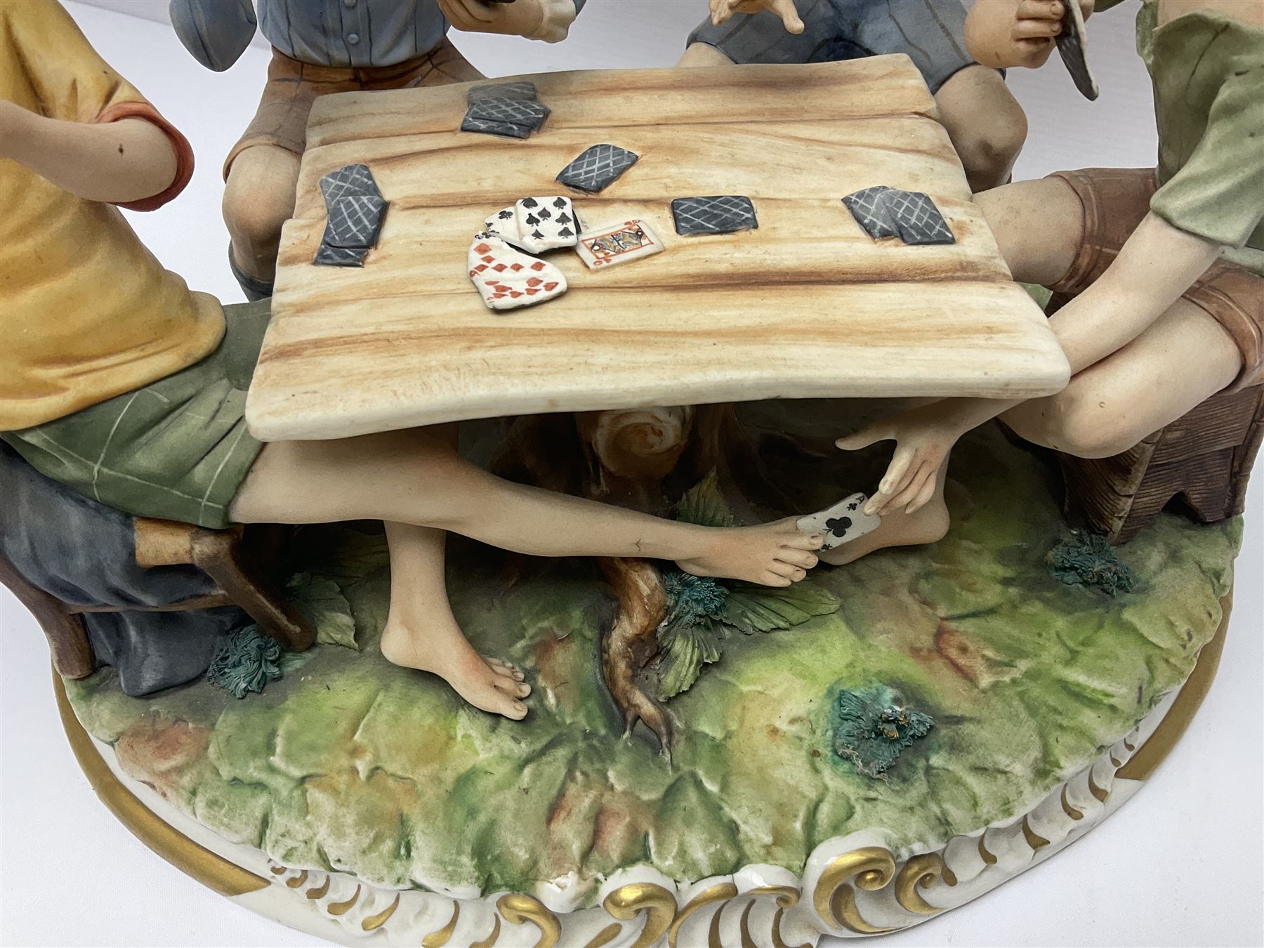 Capodimonte The Cheats, signed Zanella, together with another Capodimonte figure, H24cm  