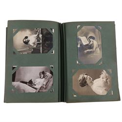 Postcard Album, including 19th century and later postcards of people, places, drawings etc 