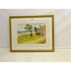  James William Booth (Staithes Group 1867-1953): Cattle Grazing, watercolour signed 24cm x 34cm  DDS - Artist's resale rights may apply to this lot   