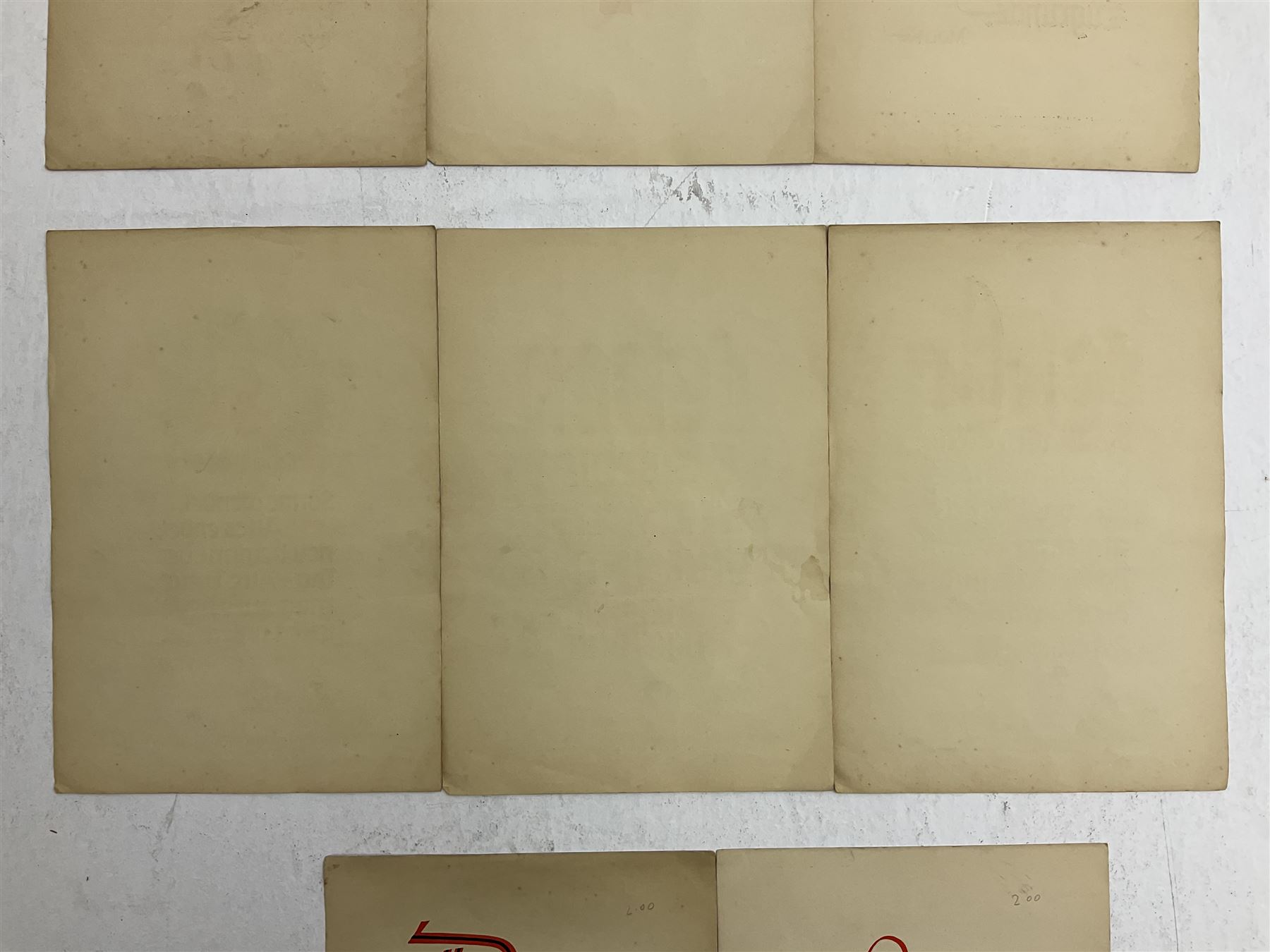 Collection of eight pre-WW2 German Propaganda poster style cards each printed in black and red with sayings by NSDAP leaders and German historical leaders,  featuring quotes by Adolf Hitler, von Goethe, Rosenberg, Magnus Wehner, Moltke, Kolbenheyer etc, each dated 1938 35 x 23.5cm unframed (8)