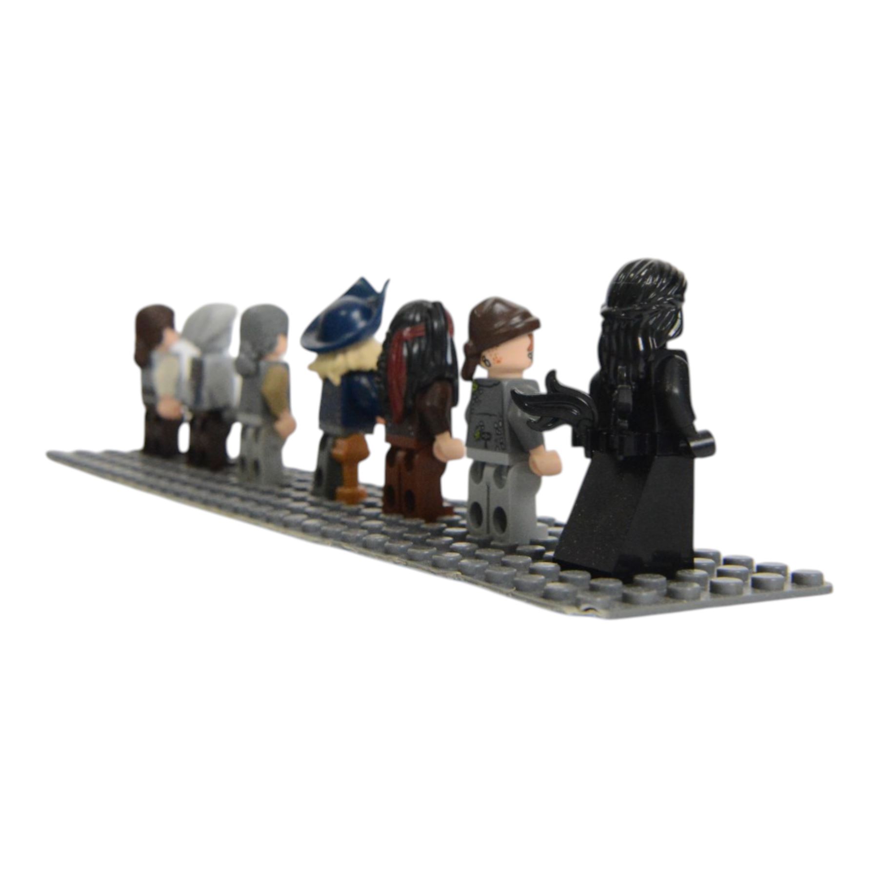 Lego Pirates of the Caribbean Black Pearl minifigure set no. 4184, comprising Black Pearl figurehead, Bootstrap Bill, Captain Jack Sparrow, Davy Jones, Joshamee Gibbs, Maccus and Will Turner