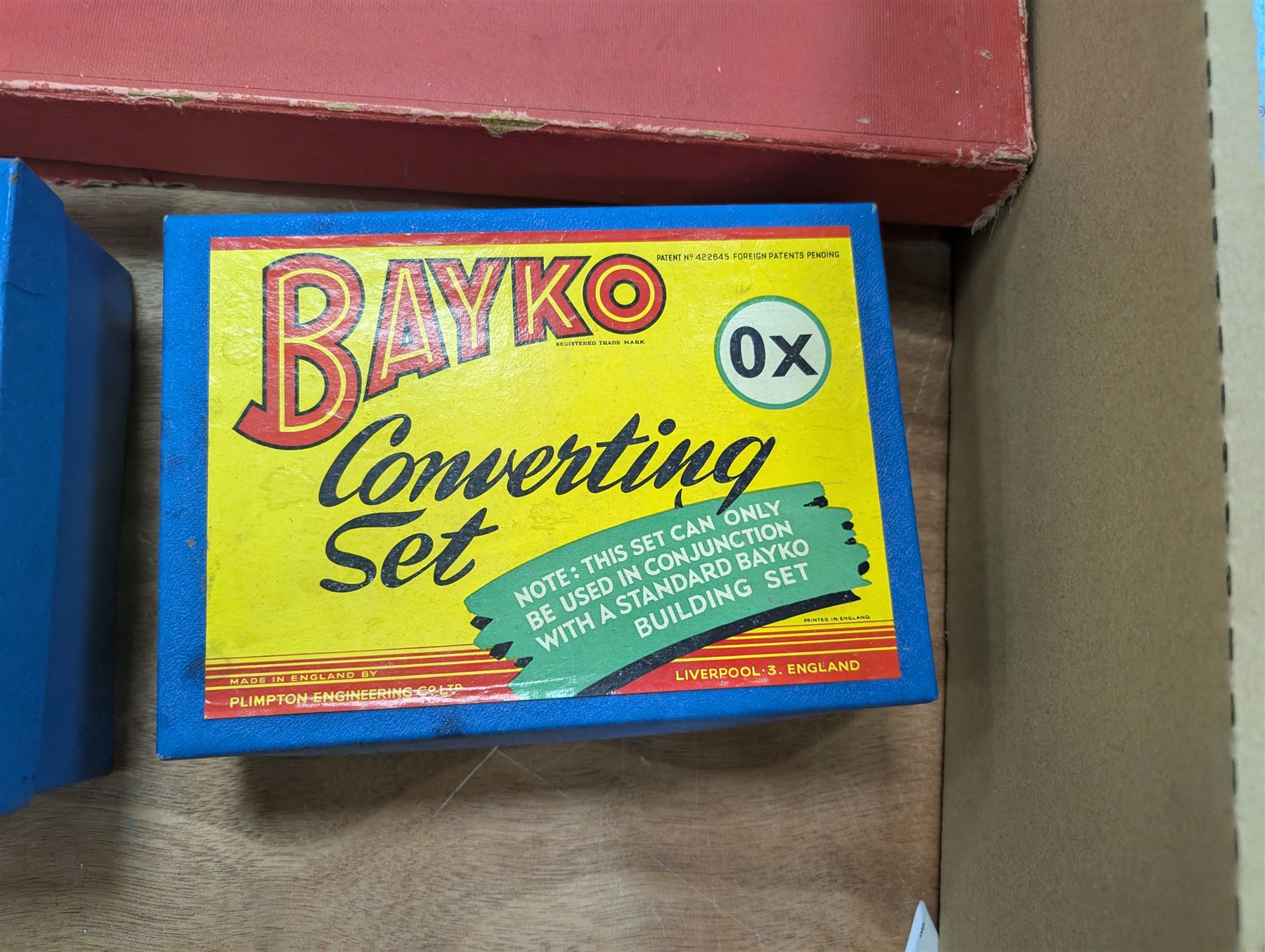 Meccano number 8 set, Bell's Double your money game, Bayko building set and converter kits