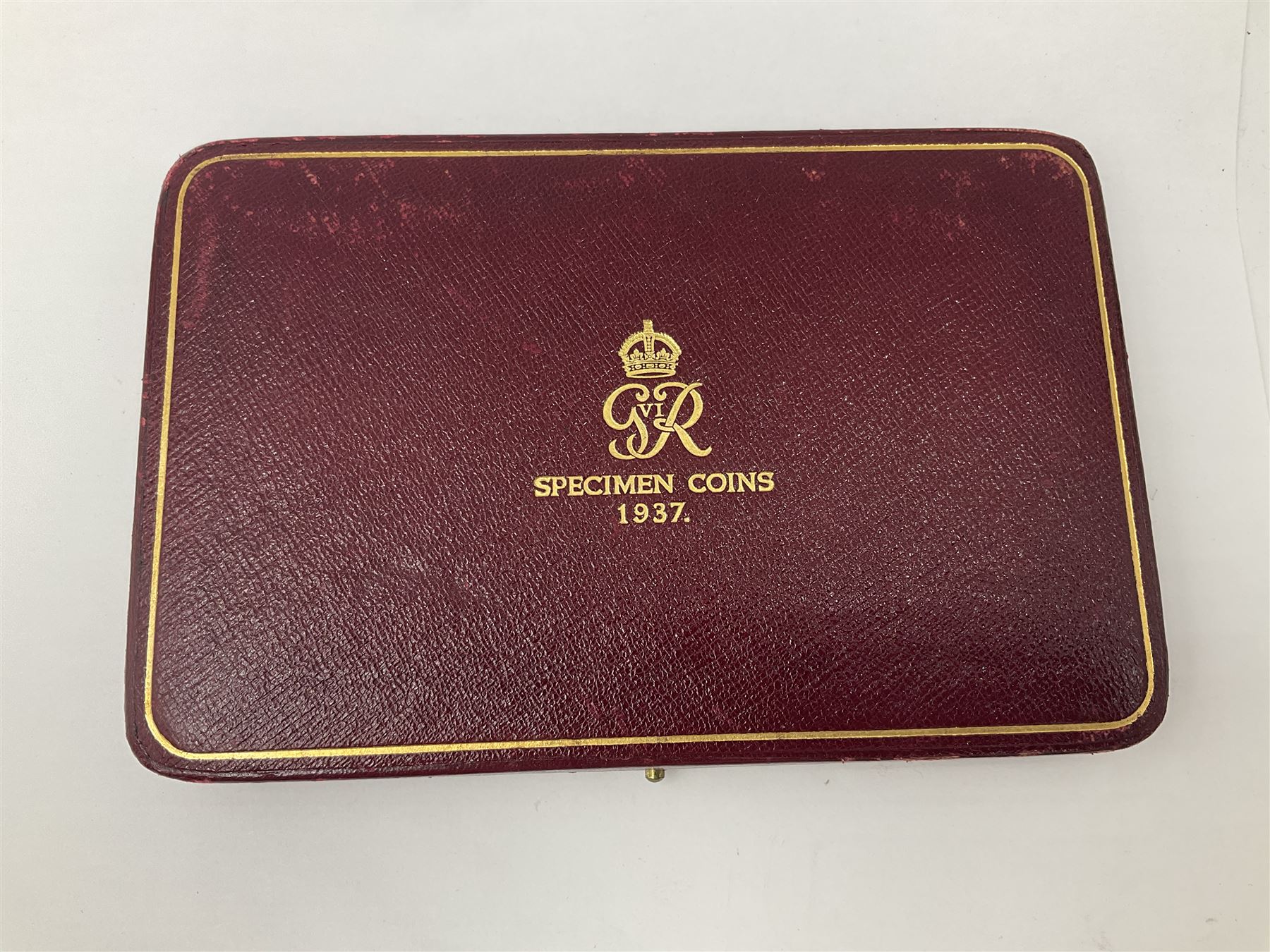 King George VI 1937 fifteen coin specimen set, housed in the official The Royal Mint maroon and gilt case