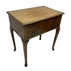 Silver plated canteen for twelve settings by Walker & Hall, contained within a two draw mahogany canteen cabinet, H75cm 
